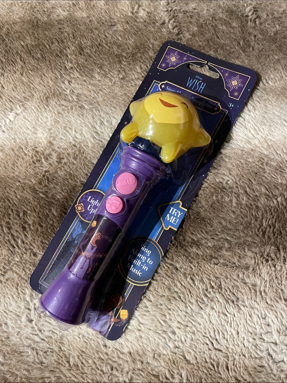 Disney Wish Purple Handle Microphone with Yellow Star Top NWT